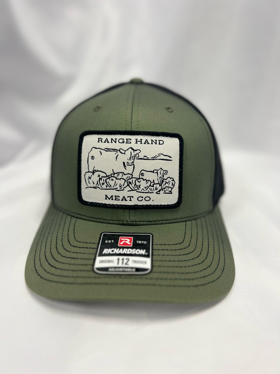 Range Hand Army Green Original 112 Cows Patch Trucker Hat