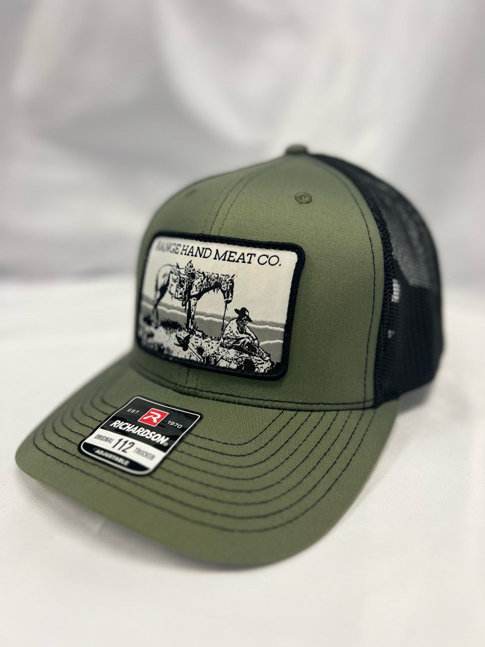 Range Hand Army Green Original 112 Horse Patch Trucker Hat