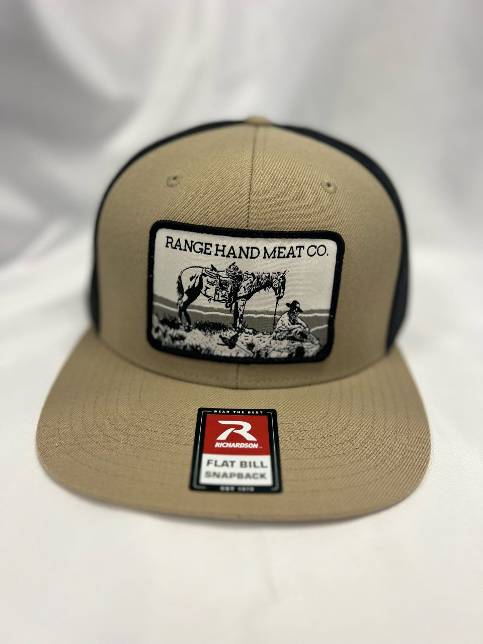 Range Hand Tan/Black Horse Patch Flat Bill Hat